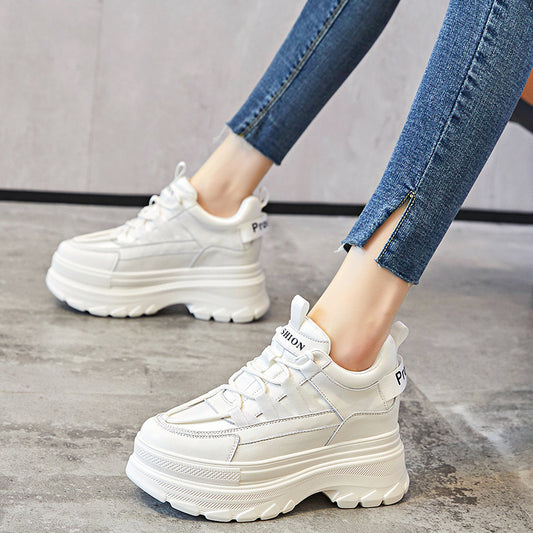 Women's Platform White Height Increasing Insole Leisure Board Trendy Women's Casual Shoes