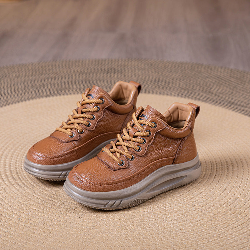 Women's German Training Spring Platform Vintage Fleece-lined Flat Lace Women's Sports Shoes