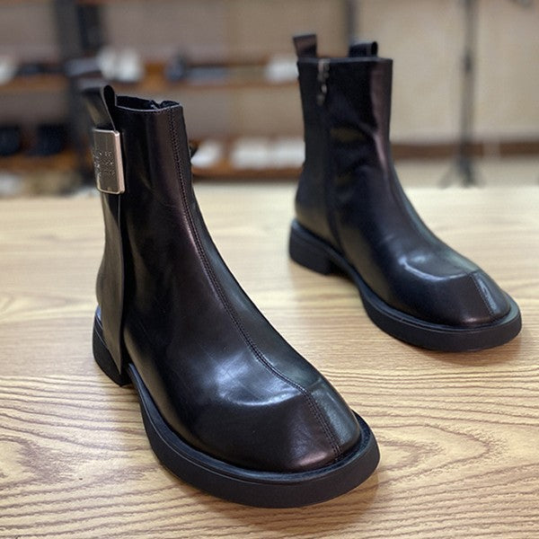 Women's European Goods Thick Bottom Mid Fashion Women's Leather Boots