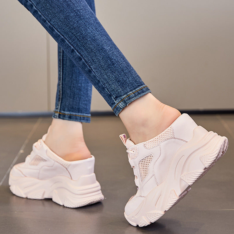 Women's Summer Closed Toe Outdoor Height Increasing Insole Platform Lazy Sandals
