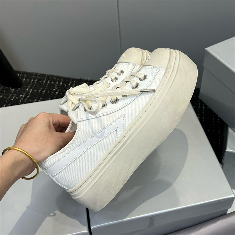 Cowhide Night Meteor Black White Contrast Color Women's Canvas Shoes