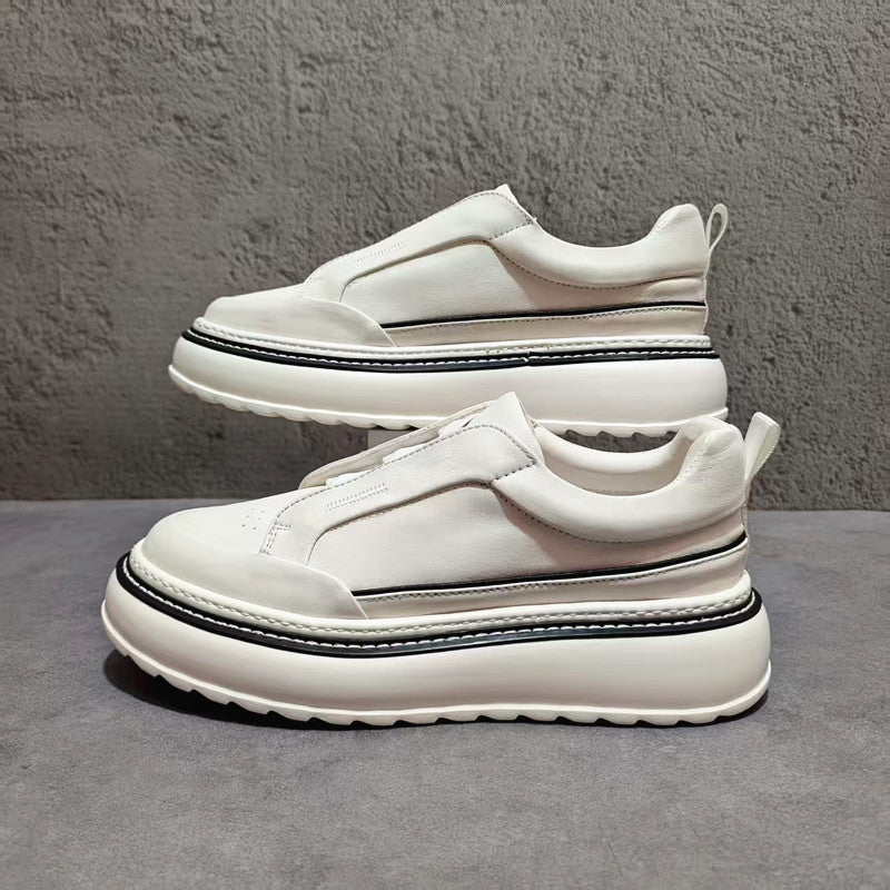 Men's Genuine Platform Fashion Top Layer Cowhide Height Men's Casual Shoes