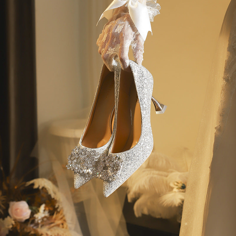 Wedding Stiletto Pointed Toe Bridal High Not Heels