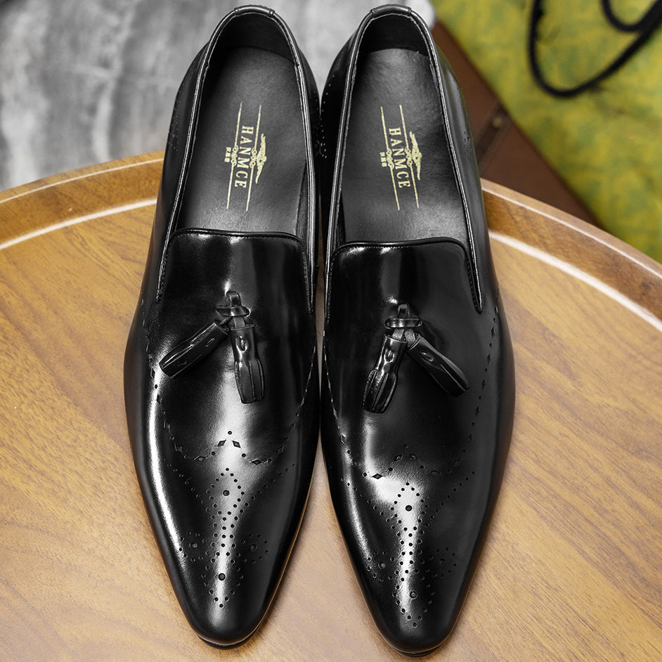 Men's Formal Wear Tassel Slip-on Pointed Men's Business Leather Shoes