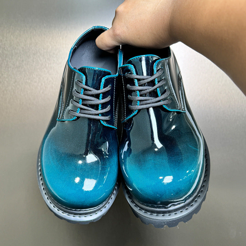 Men's Insole Derby Retro Rub Colored Gradient Men's Casual Leather Shoes