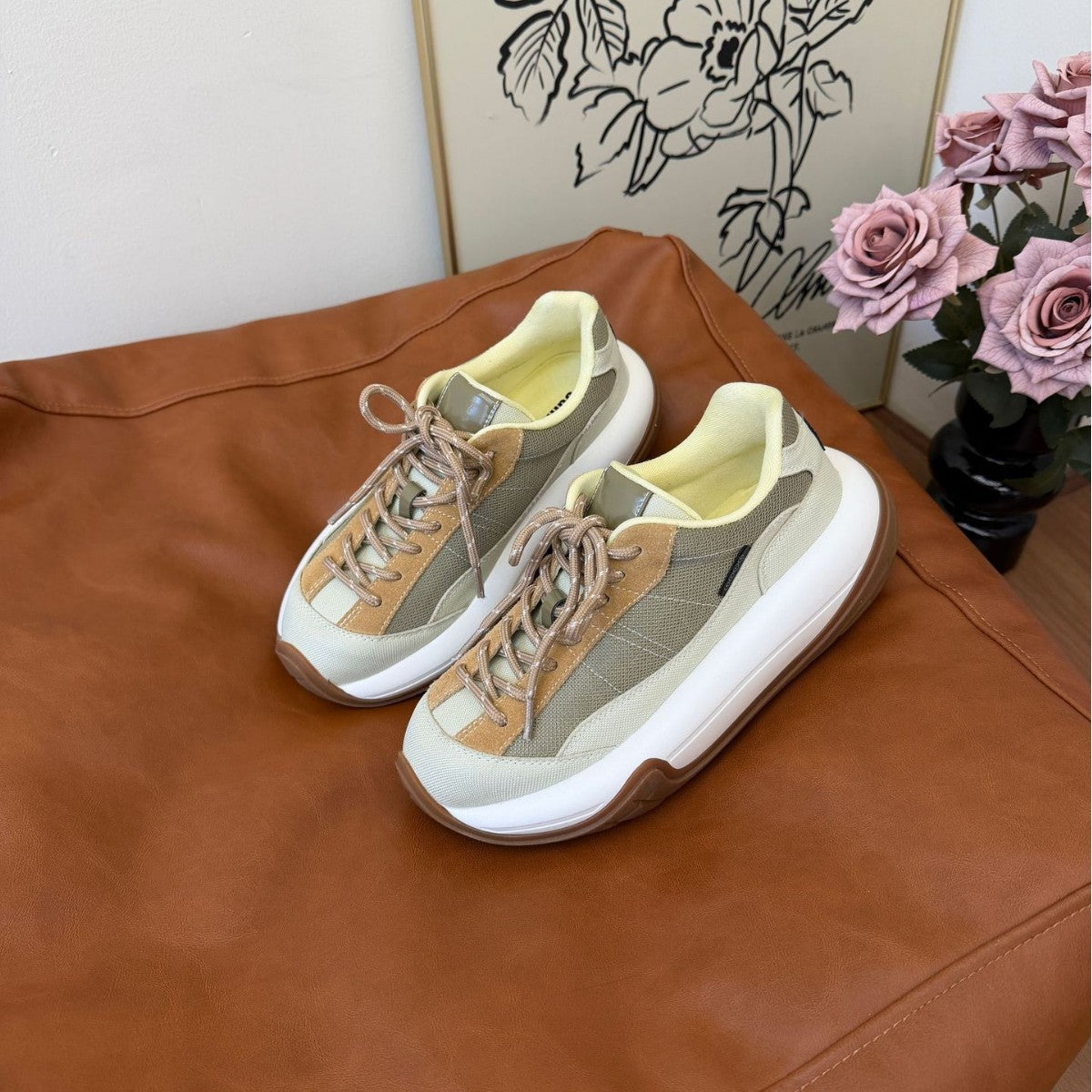 Women's Color Matching Design Sense Small Dad Spring Height Women's Casual Shoes