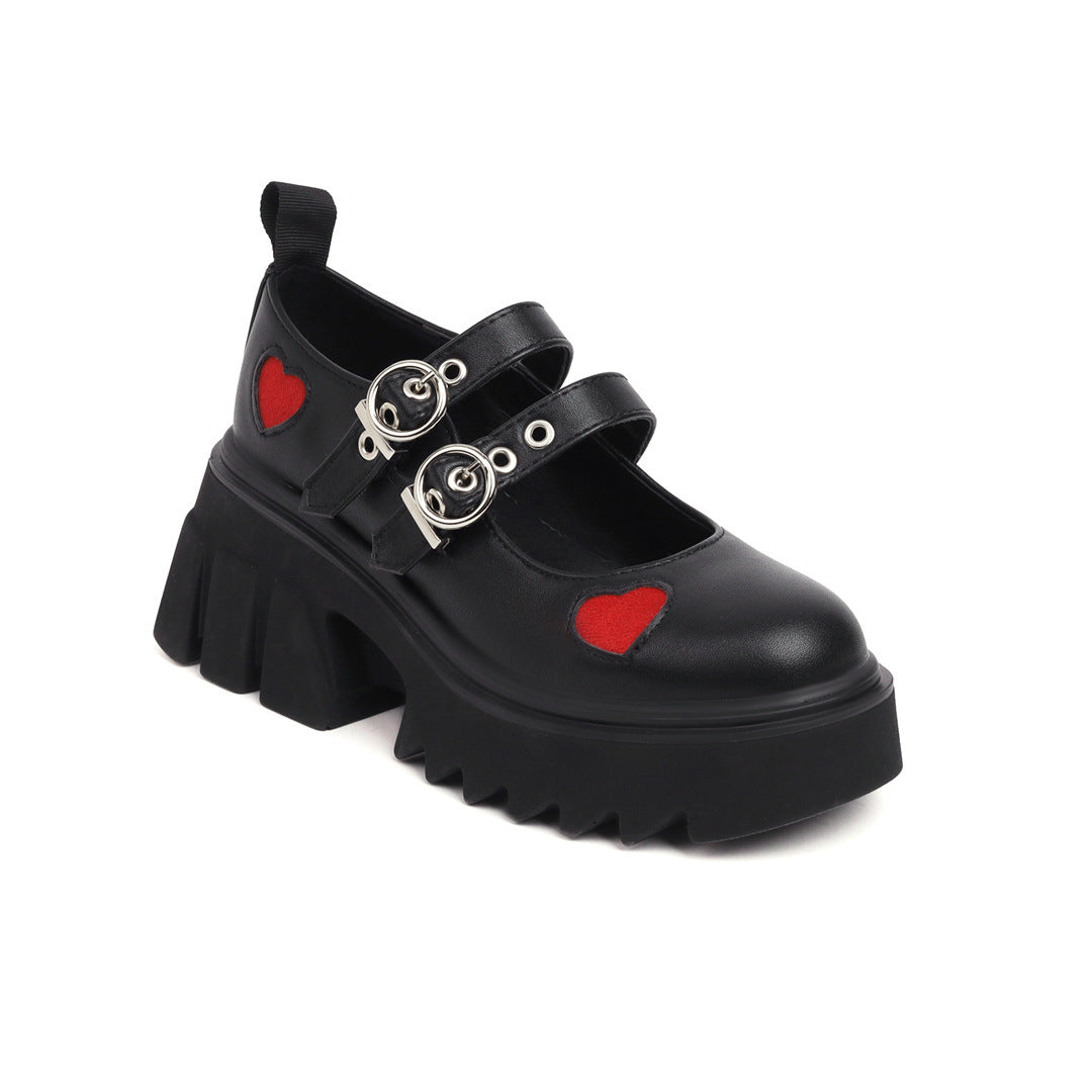 Women's Jane Autumn Platform Preppy Style Small Single-layer Retro Round Leather Shoes
