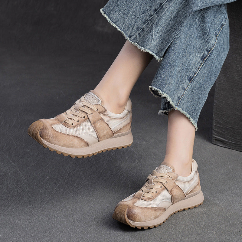 Mesh Surface Dad Color Matching Flat Bottom Comfort Pumps Women's Casual Shoes