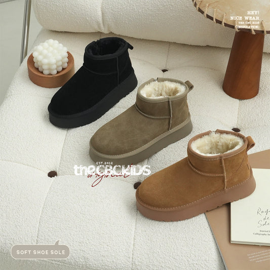 Women's Retro Winter Splash Proof Suede Raise The Bottom Snow Boots
