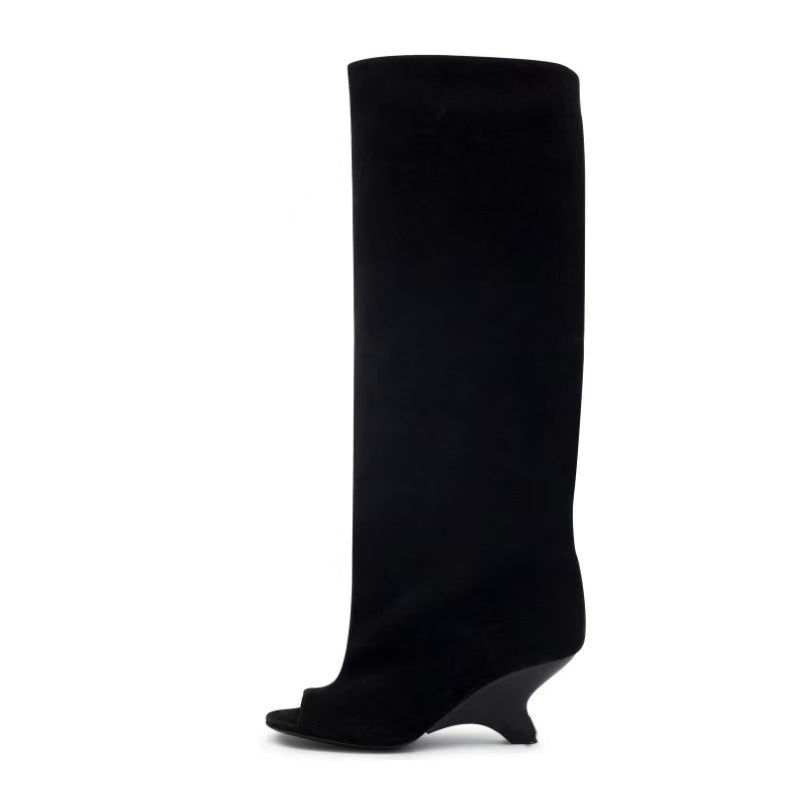 Fish Mouth Profiled Long Female Fashion Women's Leather Boots