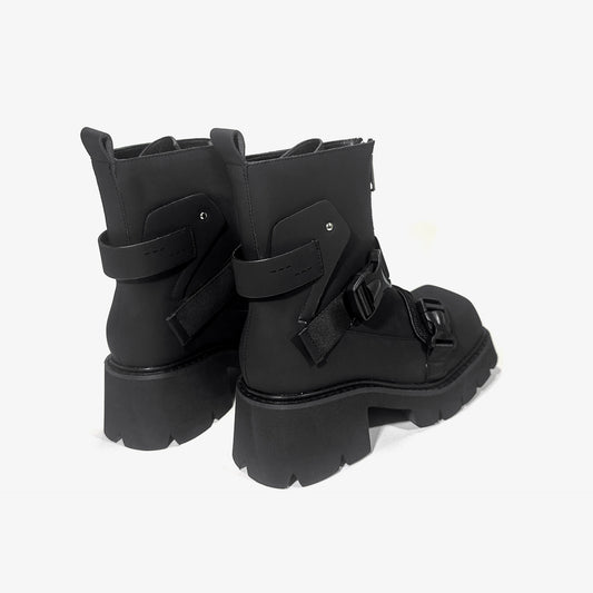 Tide Square Head Niche Black Warrior Mobile Boots