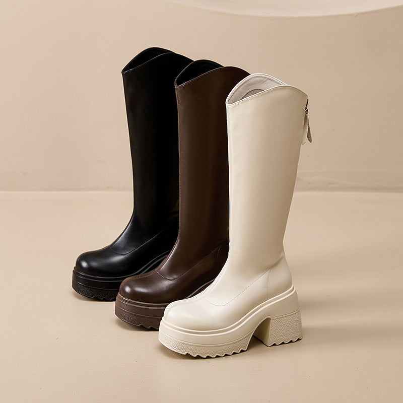 Women's Bottom Long Tube Elevator Below The Knee Spring Boots