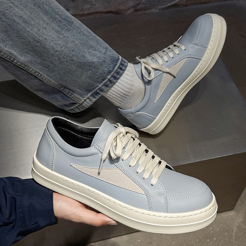Men's Thick Sole Height Increasing Winter Plush Padded Blue White Green Men's Board Shoes