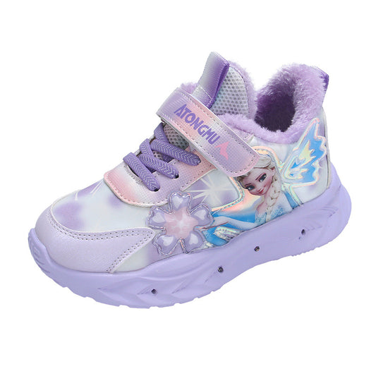 With Lights Princess Elsa Breathable Fleece Kid's Sneakers