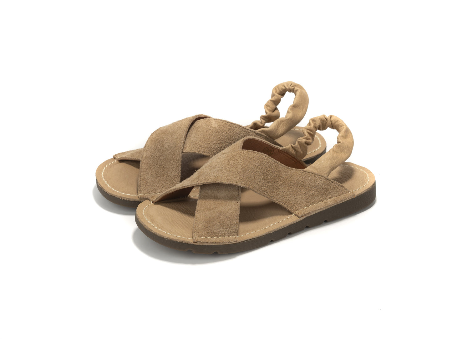 Women's Summer Retro Handmade Cross Strap Top Layer Cowhide Roman Sandals