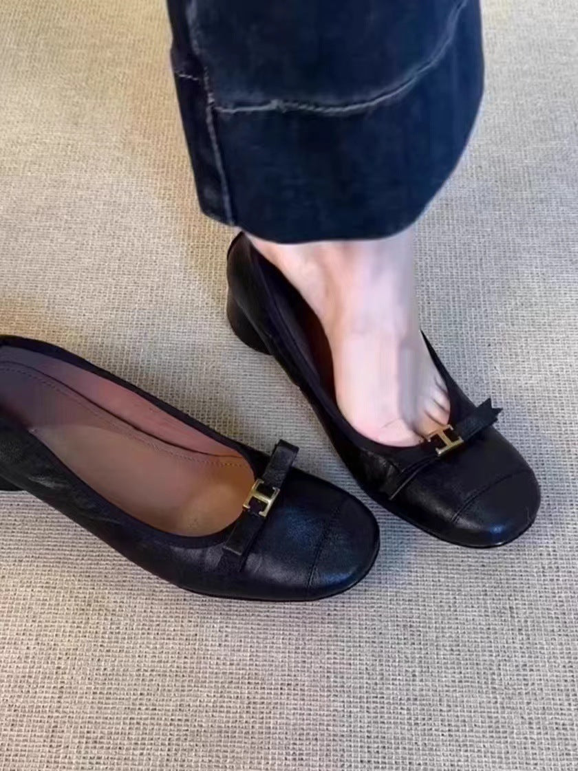 Women's Soft Sheepskin Low Round Head Low-cut Women's Fashion Shoes