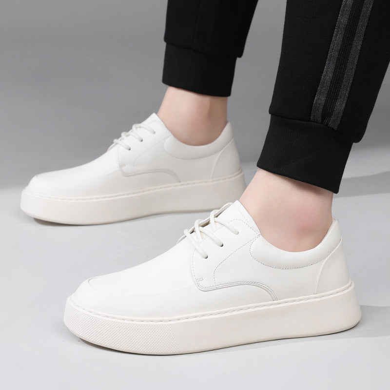 Men's Genuine Spring White Simple Versatile Cowhide Men's Casual Shoes