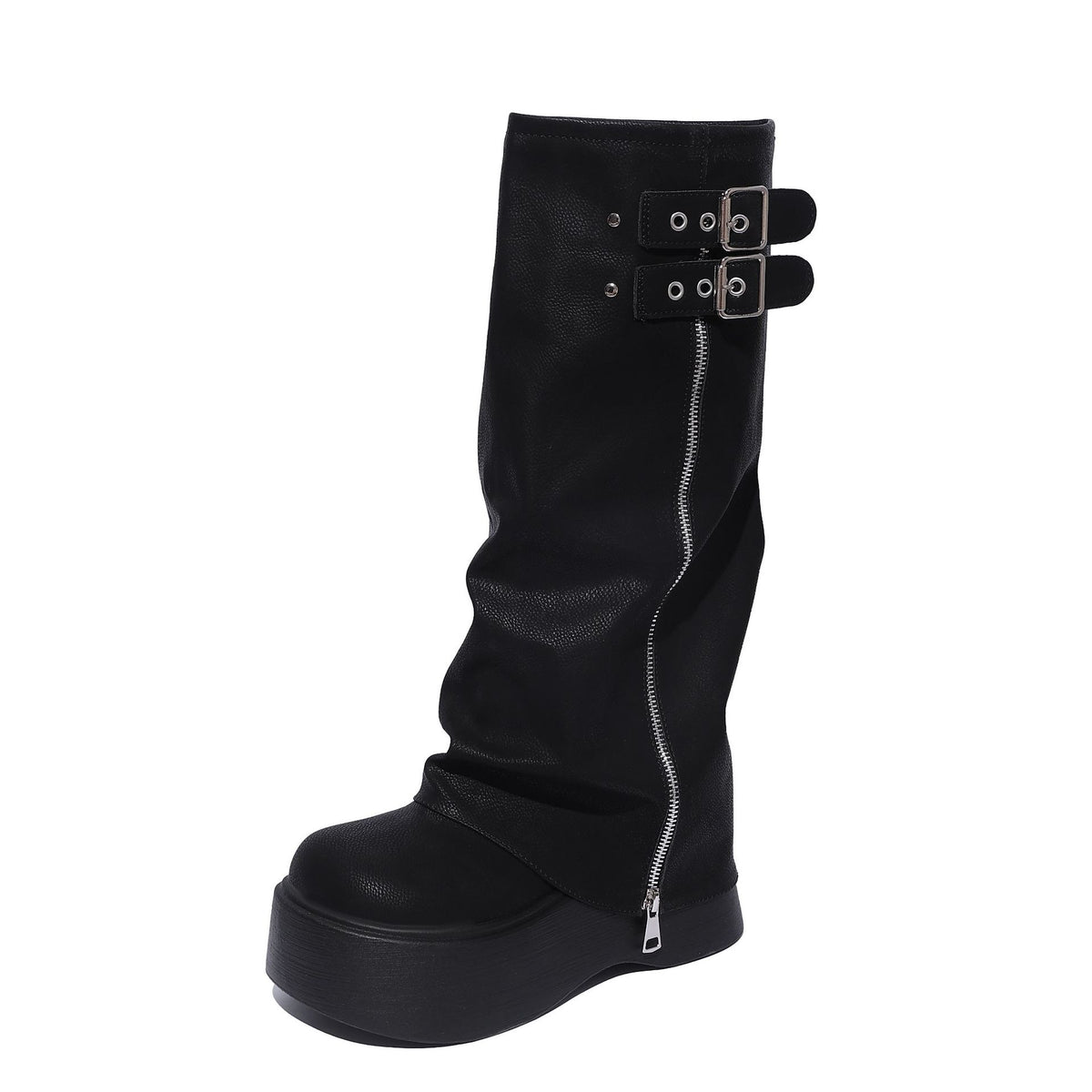 Women's Bottom Increased Autumn Muffin Pleated Pile Pants Pipe Small Boots