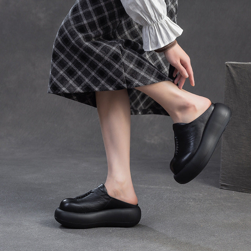 Women's Platform Slip-on Thick Bottom Toe Cap Slippers
