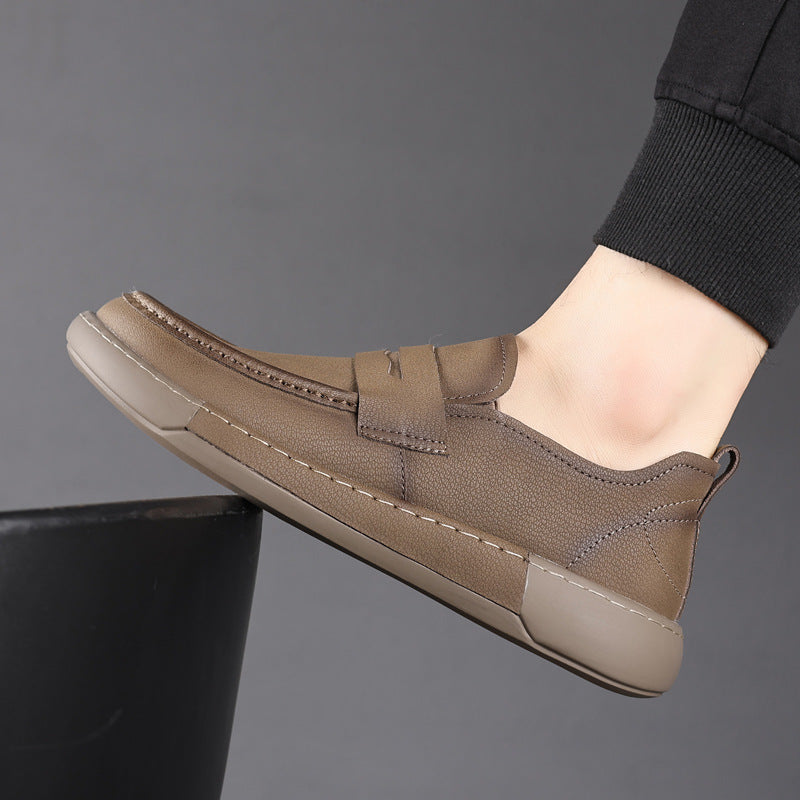 Men's Soft Surface Retro Simple Thick Bottom Men's Casual Leather Shoes