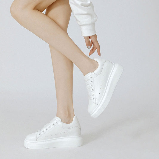 Women's White Autumn Breathable Hidden Platform Sports Women's Board Shoes