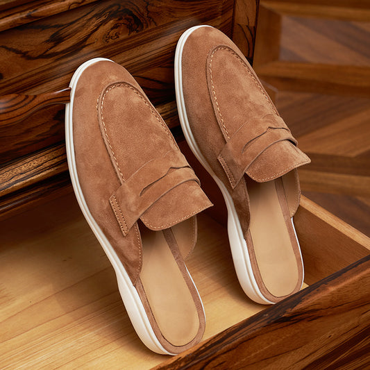 Men's Frosted Sheepskin Closed Toe Half Comfort Sandals