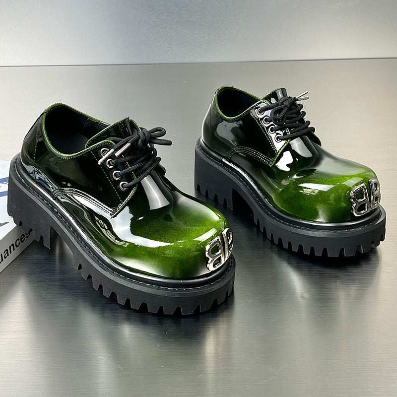 British Style Hidden Platform Motorcycle Fashionable Men's Casual Leather Shoes