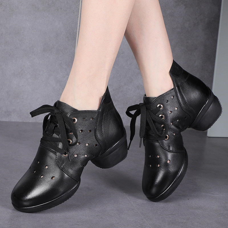 Women's Cowhide Soft Bottom Dancing Modern Dance Jazz Sneakers