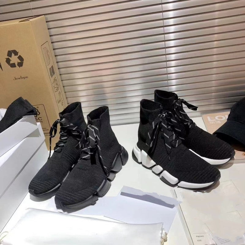 Women's & Men's Paris Sock Knitted Couple Platform Elastic Women's Sports Shoes