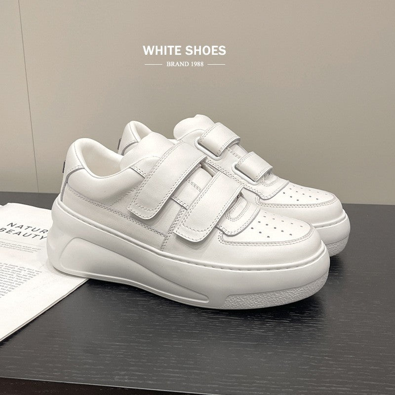 Women's Sandra Ma Velcro White Genuine Platform Height Increasing Cake Loose Women's Casual Shoes