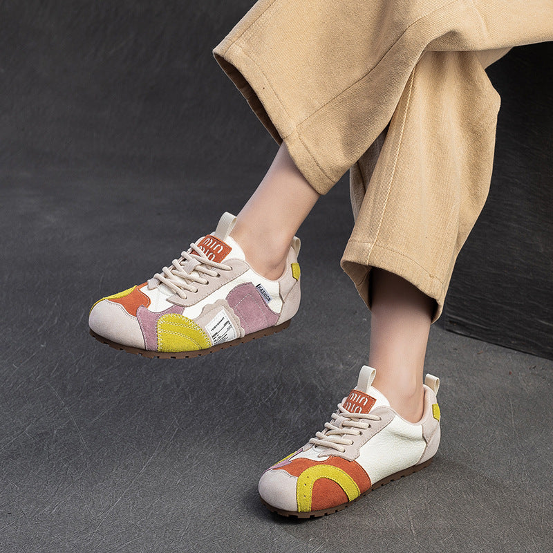 Women's Contrast Color Patch Comfortable Pumps Lightweight Retro Women's Shoes