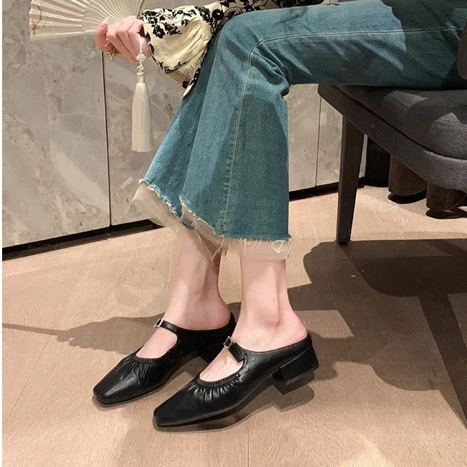 Women's Mary Jane Chunky Slip-on Sier Single-layer Women's Shoes