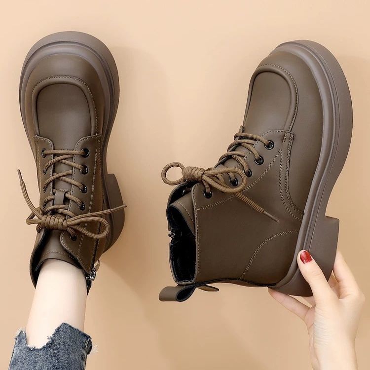 Women's & Men's Martin Cotton Mid British Style Fashion Women's Leather Boots