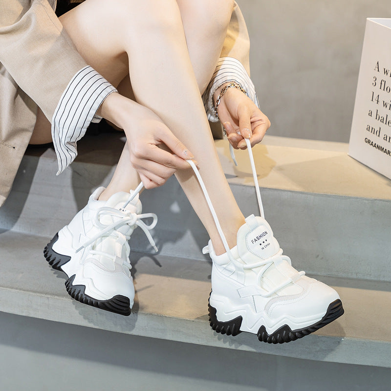 Women's Thick Bottom Breathable White Slim Leg Women's Casual Shoes