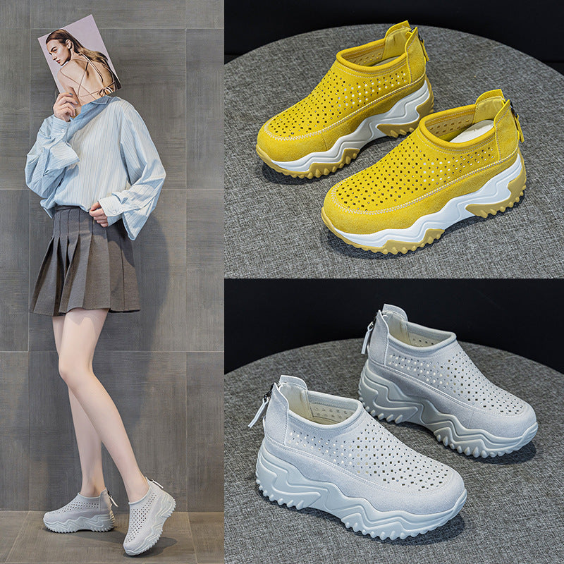 Women's Hole Breathable Platform Elevator Wild Women's Casual Shoes