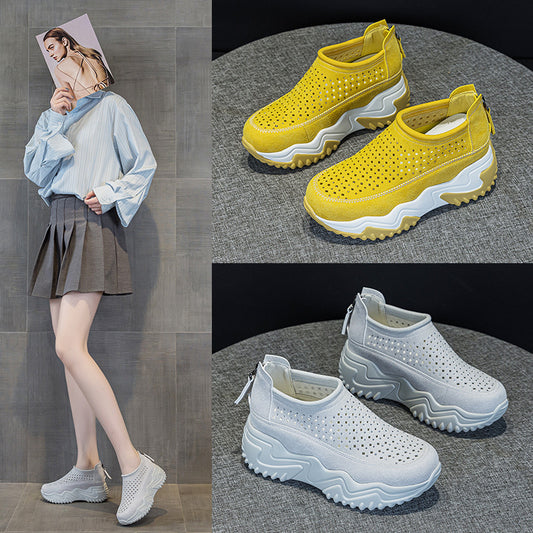 Women's Hole Breathable Platform Elevator Wild Women's Casual Shoes