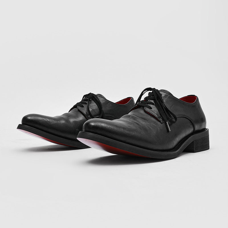 Men's Black Platform British Style Fashion Formal Business Commute Leisure Men's Casual Leather Shoes