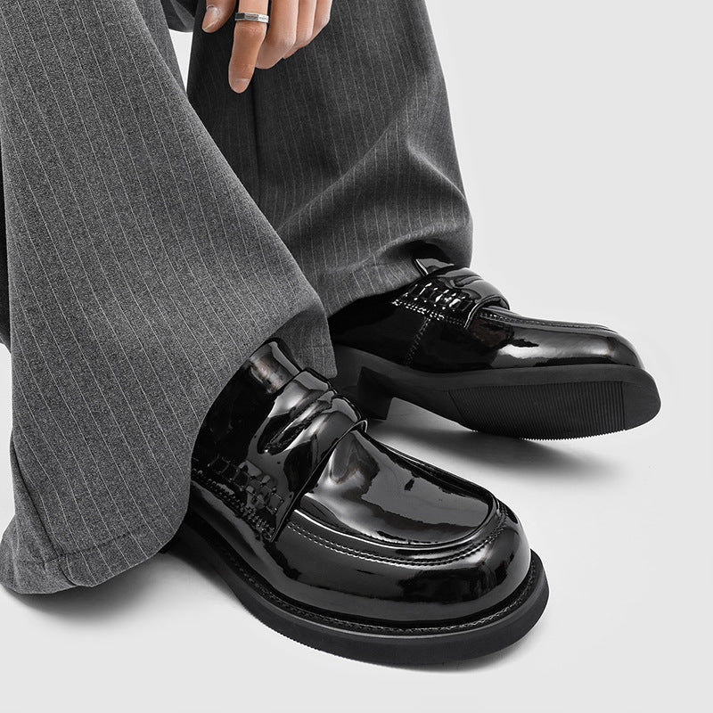 Men's Toe Green One Pedal Business Formal Wear Patent Loafers