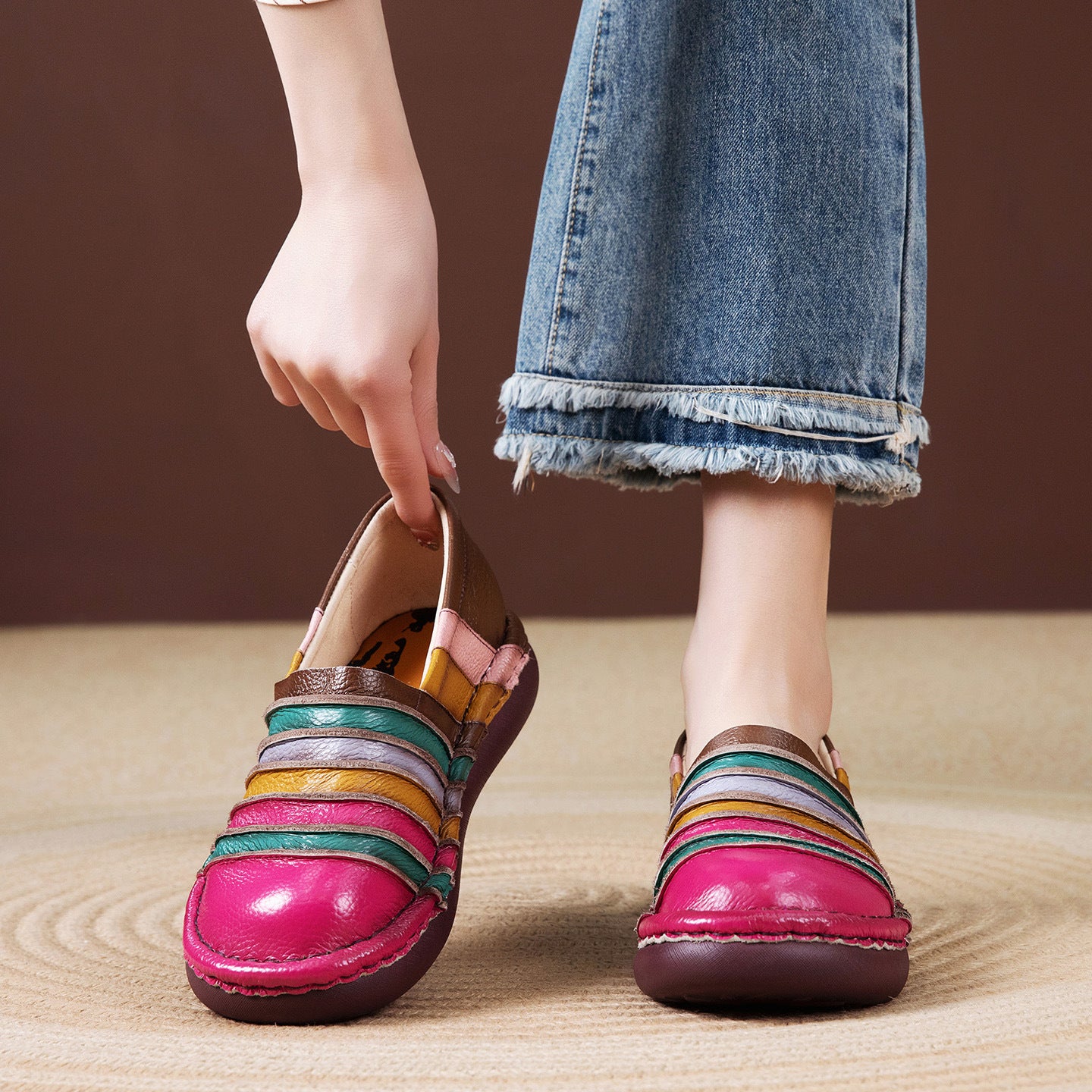 Flat Spring Retro Handmade Slip-on Soft Loafers