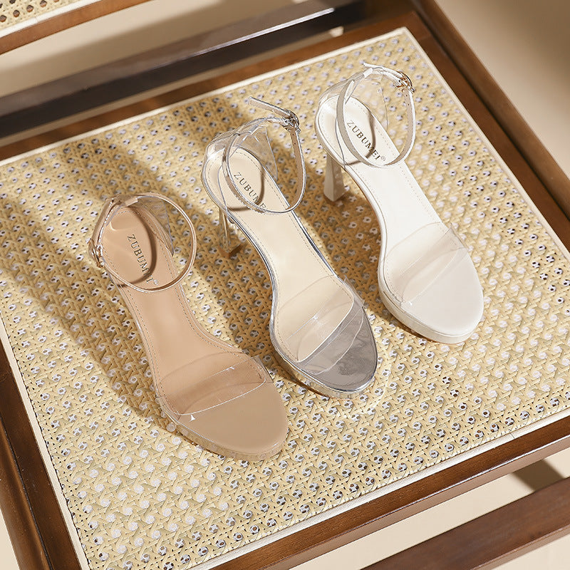 Women's Sexy Waterproof Platform Stiletto Round Toe Open Not Sandals