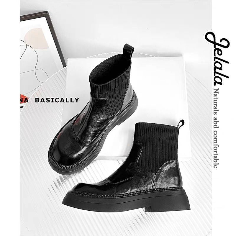 Women's British Style Platform Martin Fleece Lined For Boots