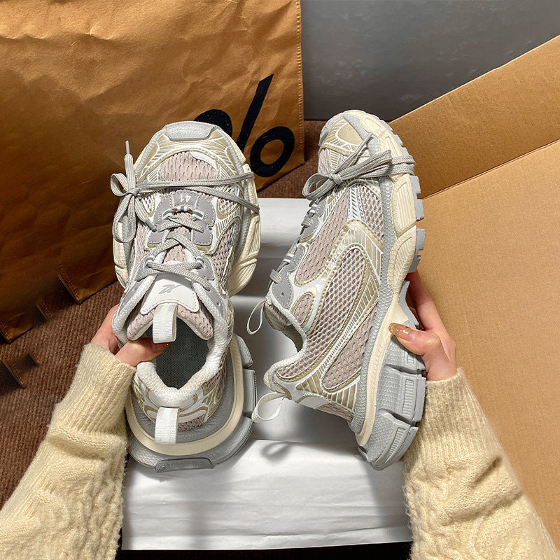 Women's & Men's Paris Dad Platform Height Increasing Distressed Sneakers