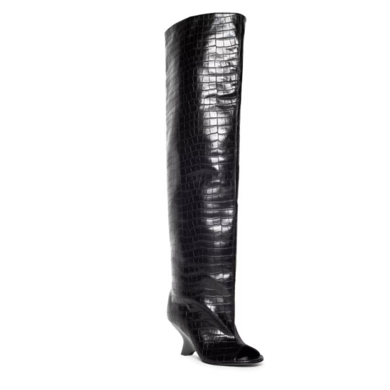 Fish Mouth Profiled Long Female Fashion Women's Leather Boots
