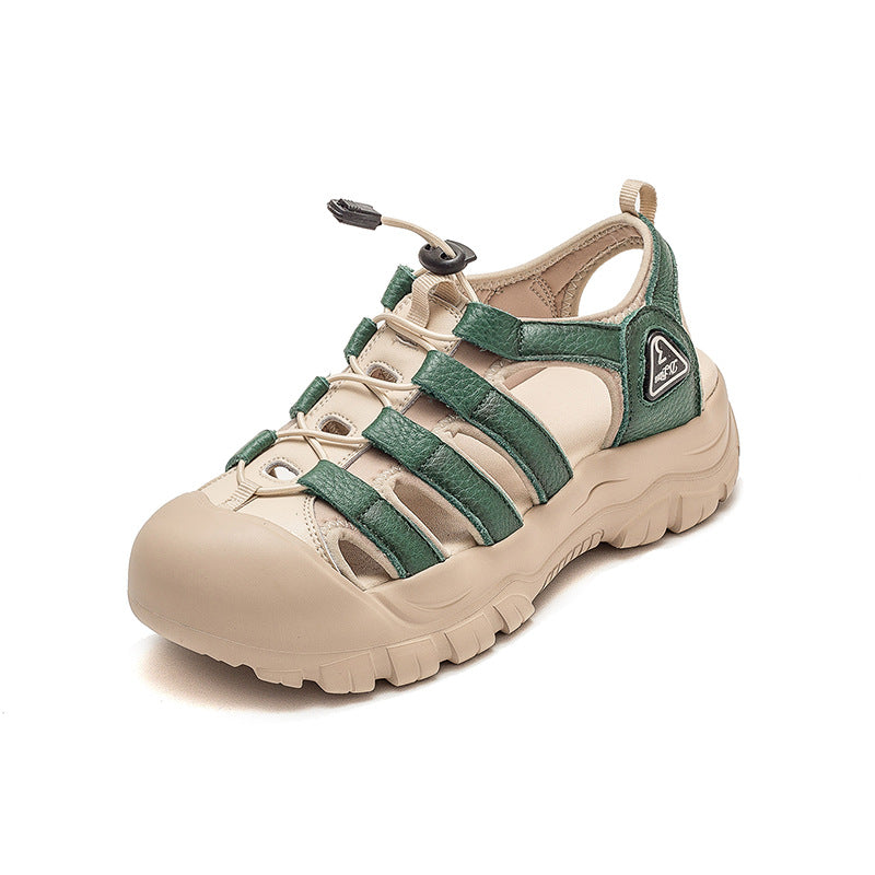 Women's Rub Colored First Layer Cowhide Comfortable Stylish Sandals