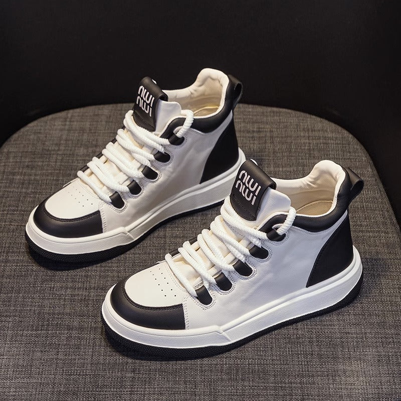 Women's Genuine High Top White Autumn Flat Sneakers