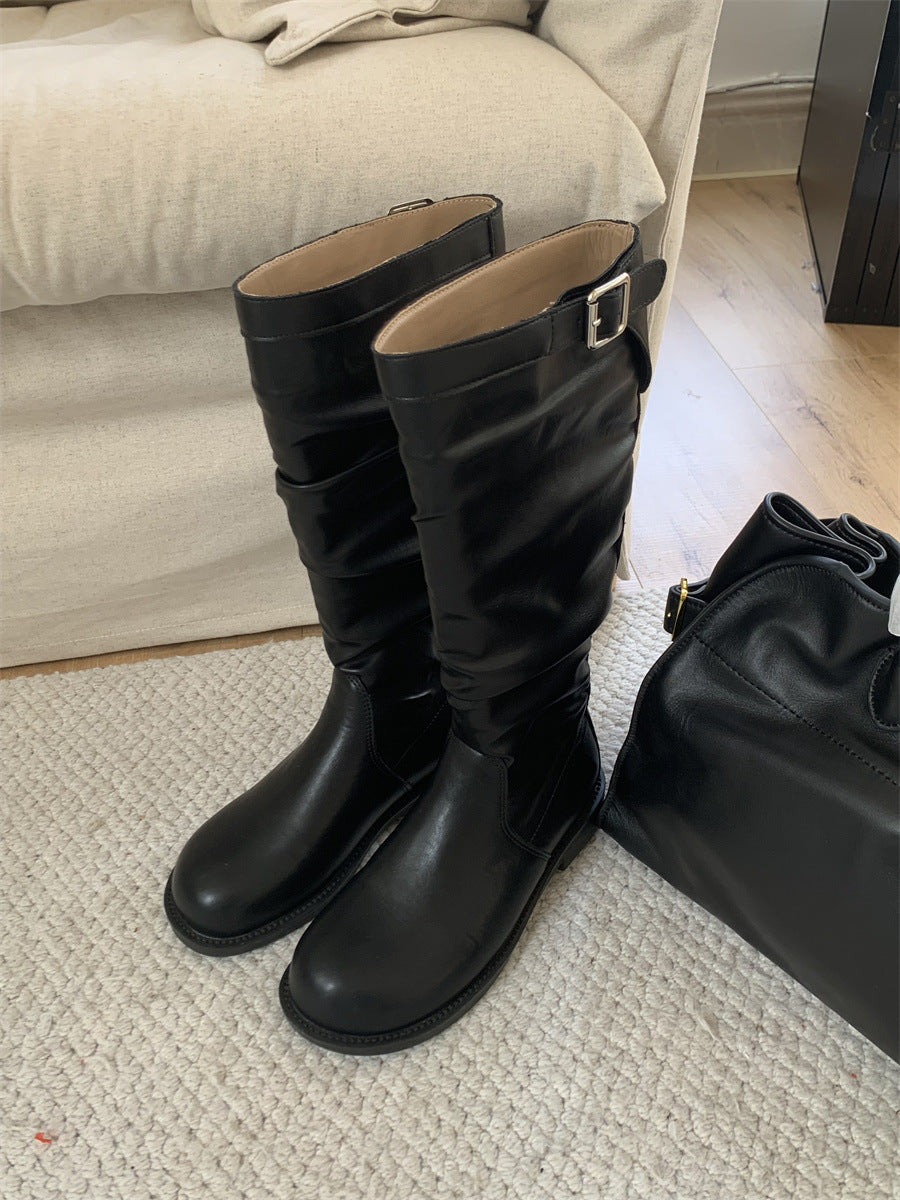Women's Pile Style Tall Knight Retro Western Cowboy Below The Boots
