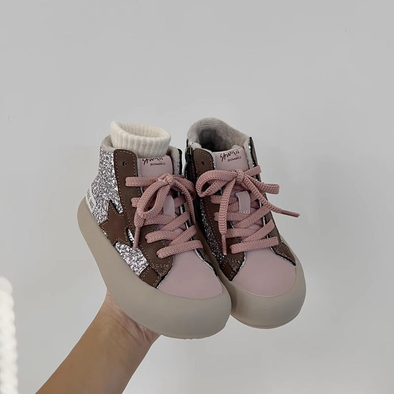 Women's & Men's Style Star Pattern Winter Trendy Medium Large Kid's Sneakers