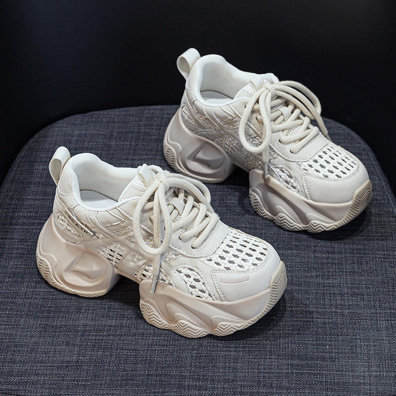 Women's Woven Mesh Summer Thick Bottom Height Increasing Insole Popular Women's Casual Shoes