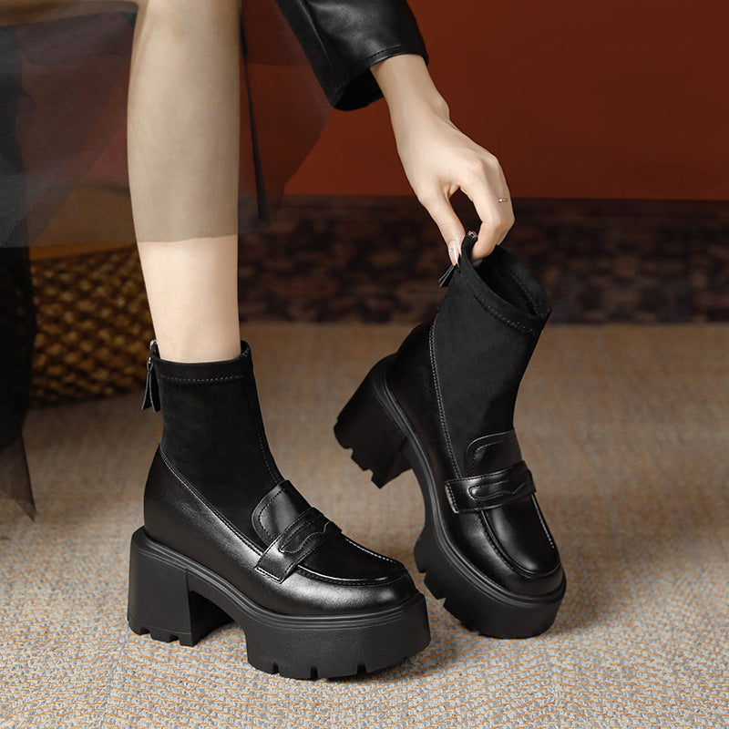 Women's Increasing Insole Veet Martin Short Thick-soled High Socks Heels