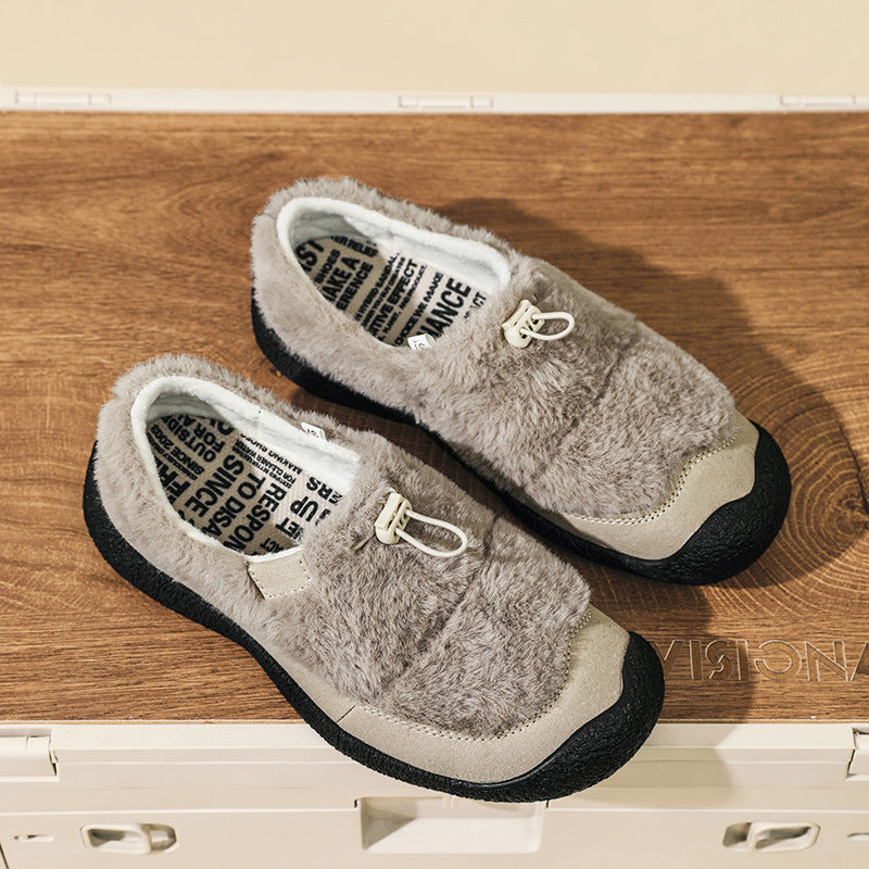 Women's Small Sheep Hooves Flat Warm Brush Outdoor Men's Shoes